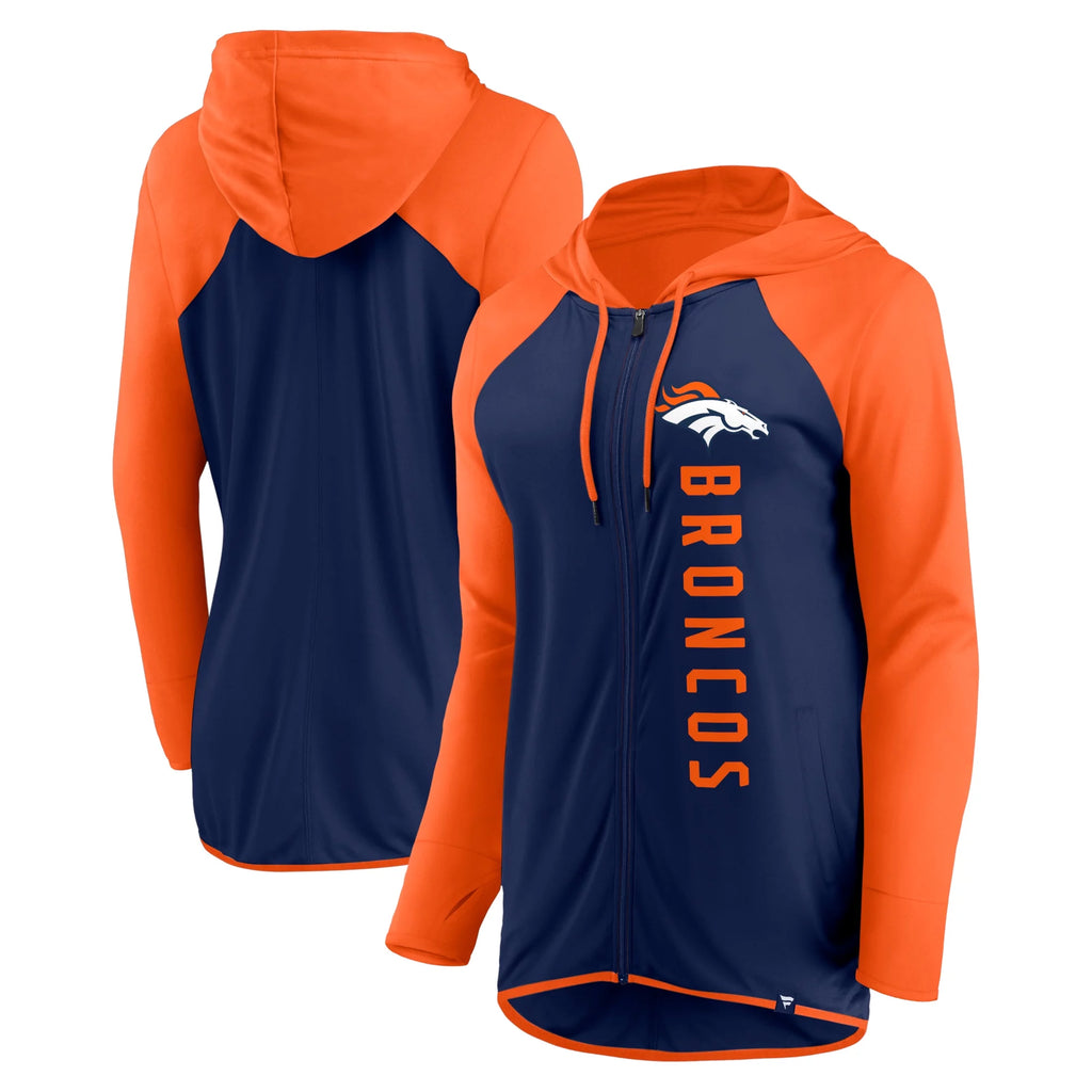 Navy Orange Denver Broncos Full-Zip Hoodie R869