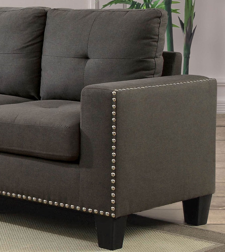 Gray Tufted Linen Like Fabric Sofa and Loveseat M1668