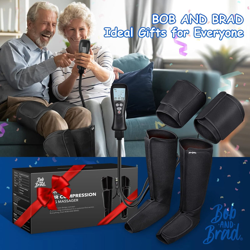 Air Compression Leg Massager with Heat, Adjustable Foot Calf Massage with Handheld Controller, 4 Modes 4 Intensities 2 Heat F73078