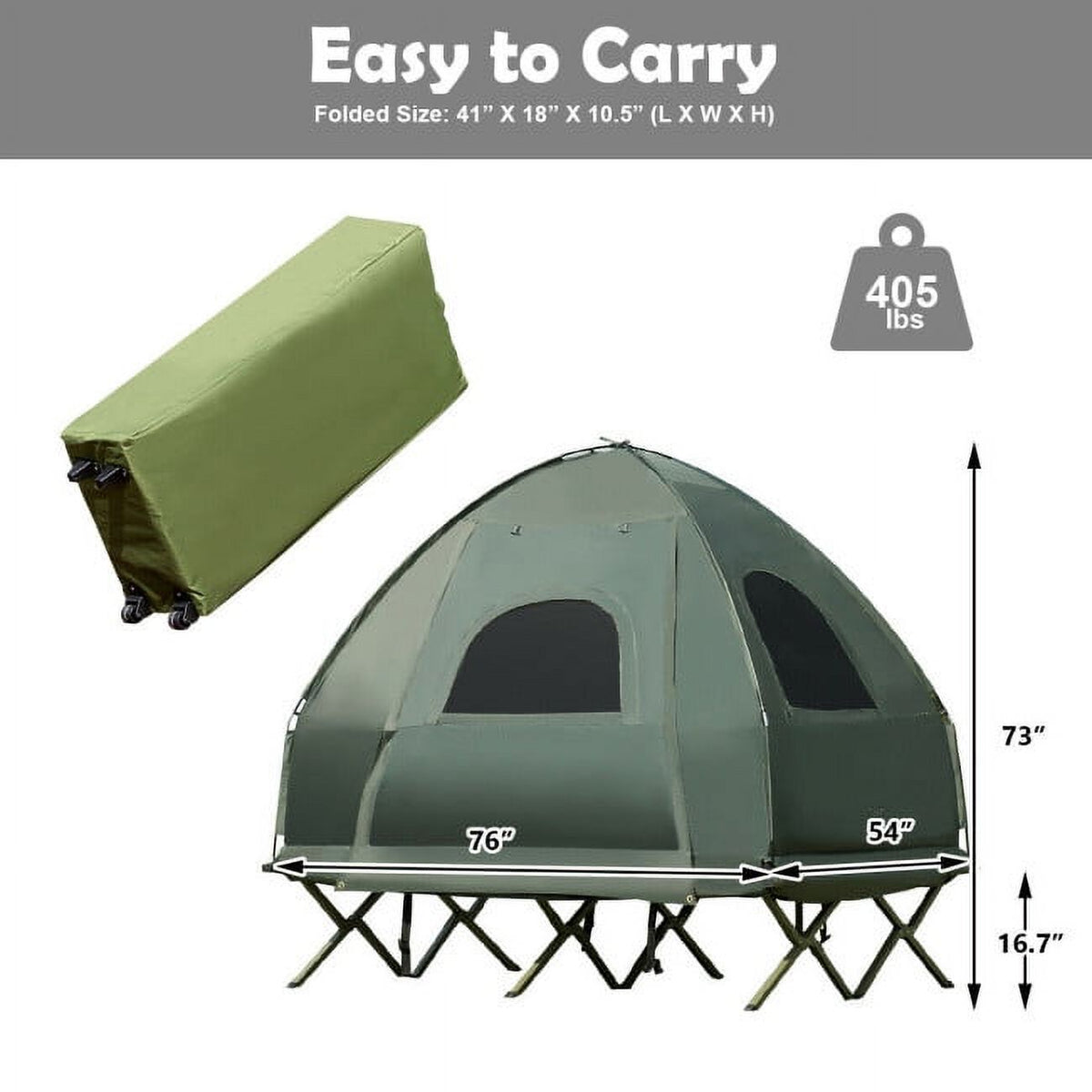 2-Person Foldable Camping Tent Cot with Air Mattress and Sleeping Bag H2817