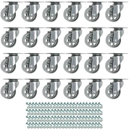 24 All Gray Metal Swivel Plate Caster Wheels Heavy Duty High-gauge Steel Q969261