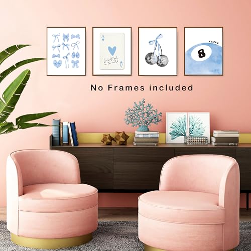 Pink Coquette Preppy Wall Art Prints Set of 4 G56486