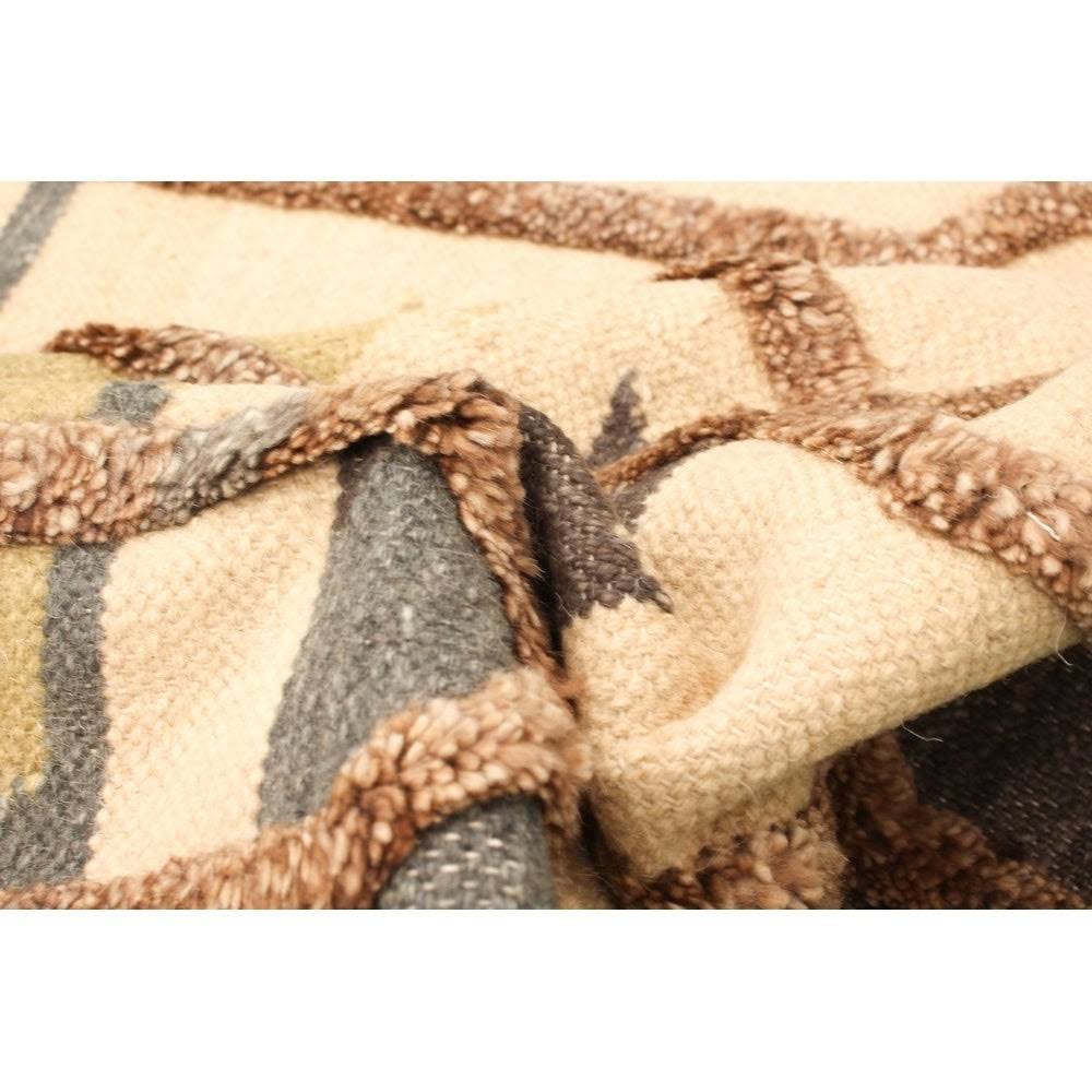 Ivory Wool Kilim Rug Q336029