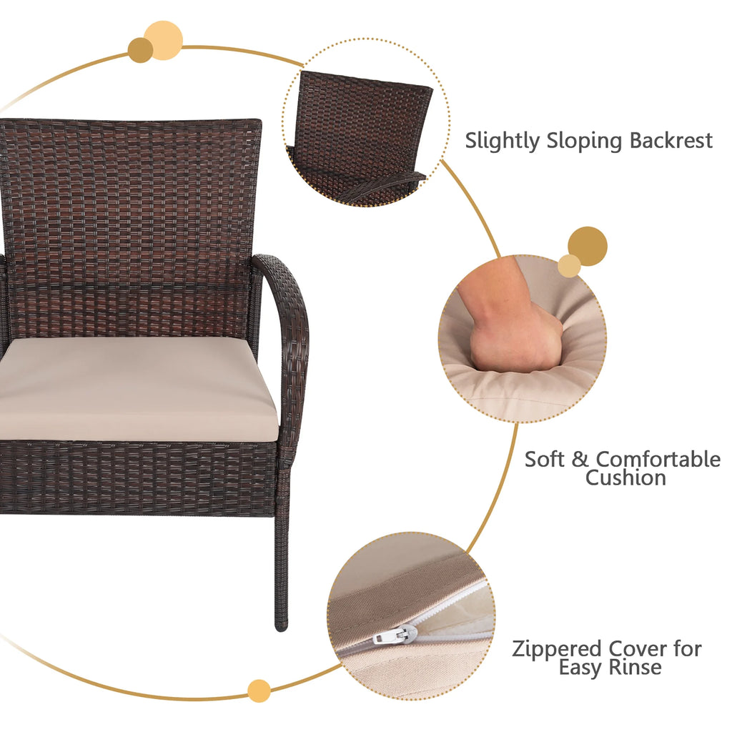 4 Pc Patio Rattan Furniture Set with Cushions K870519