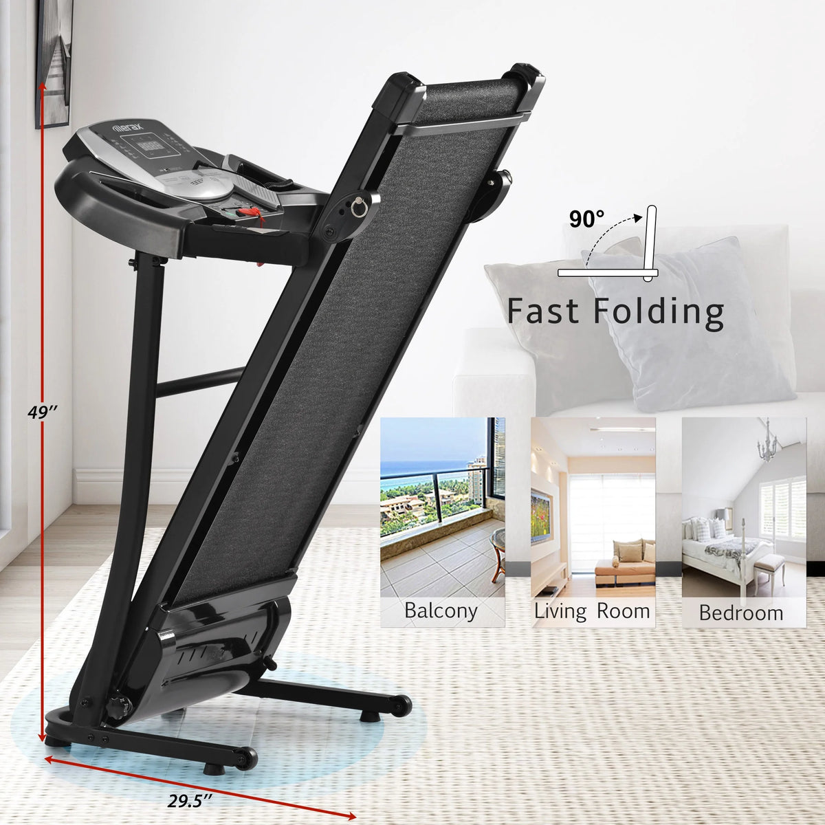 Folding Incline Treadmill Electric Running Machine 12 Preset Programs 3 Level Incline 500LBS Capacity L58435