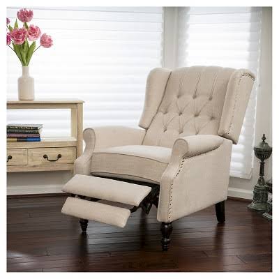 Light Beige Fabric Recliner Club Chair V952046