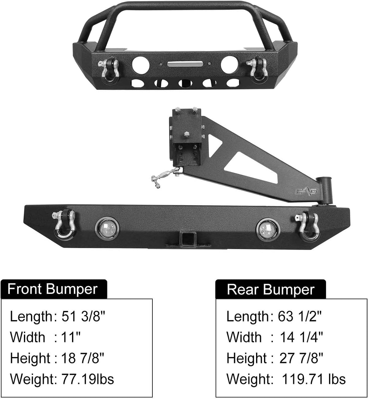 Front and Rear Bumper with Tire Carrier Combo U11605