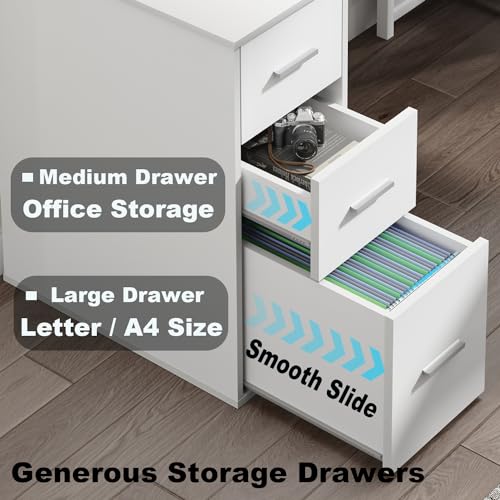 Reversible Gray L Shaped Corner Desk with File Drawers Cabinets, 59 Inch W856
