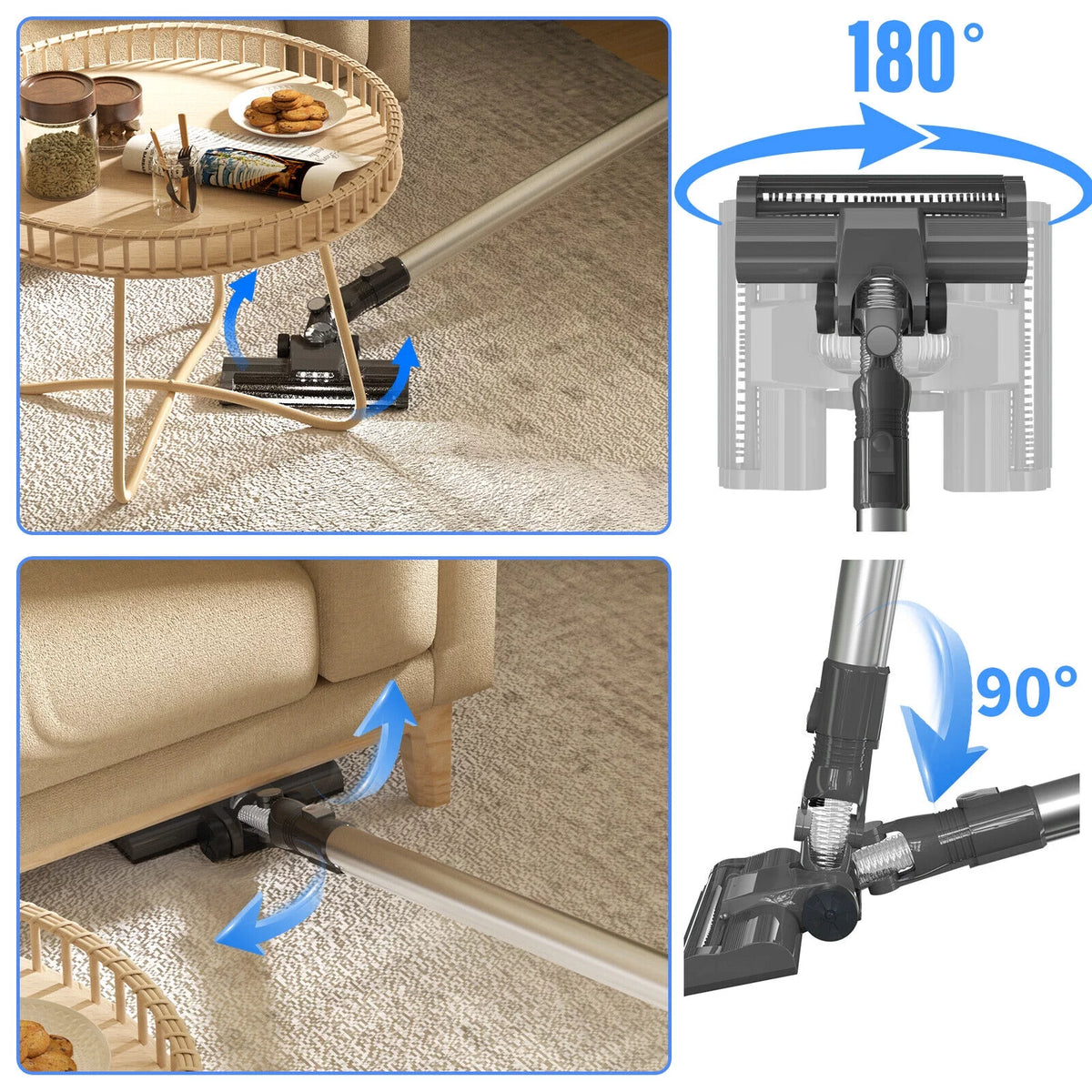 Cordless Stick Vacuum Cleaner with LED Light and 2000mAh Rechargeable Battery W4287