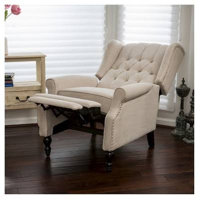 Light Beige Fabric Recliner Club Chair V952046