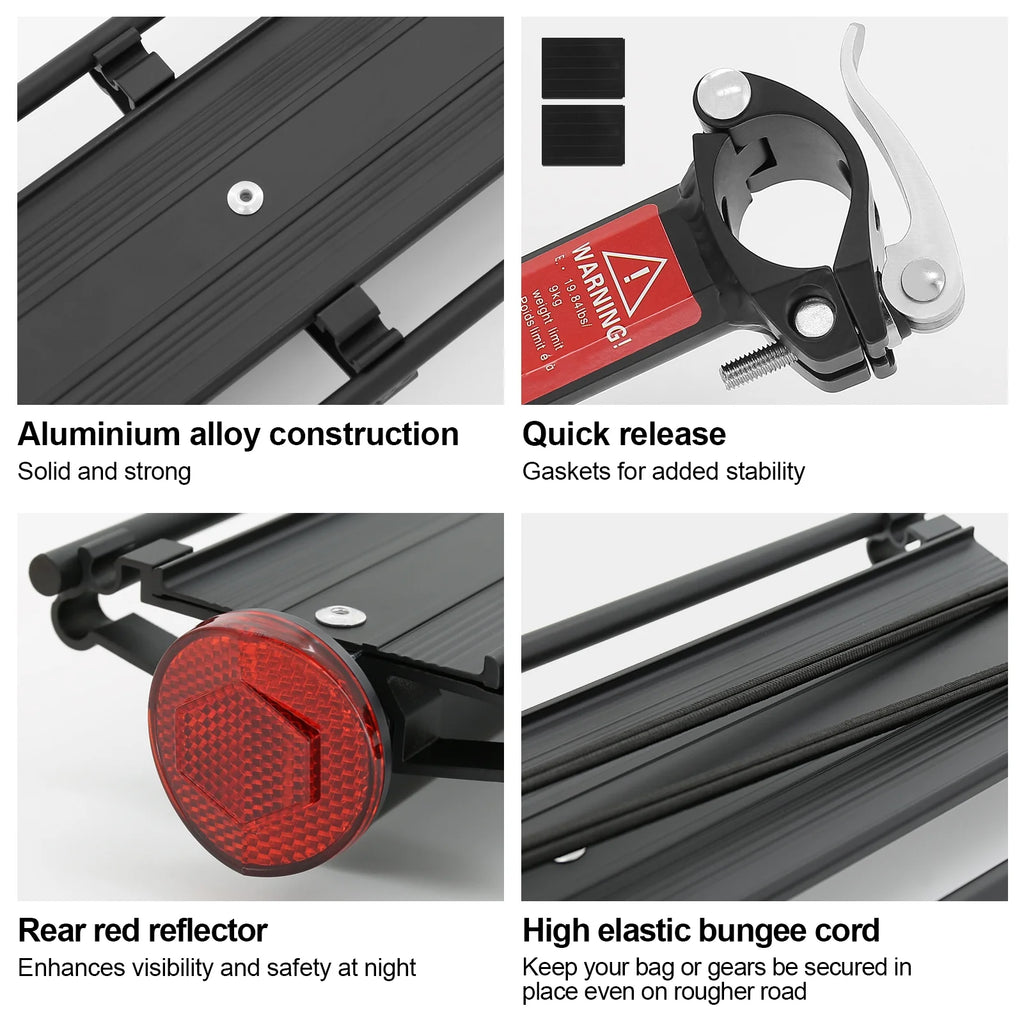 Aluminium Alloy Rear Bike Cargo Rack with Reflector P6993