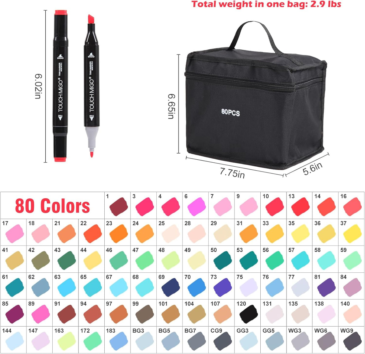 80 Colors Alcohol Based Art Markers Set V3954