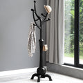 Black Freestanding Wood Coat Rack with 8 Hooks B48964