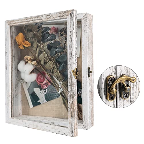 11x14 Shadow Box Frame with Linen Back, Real Glass Door, Rustic Black E5751