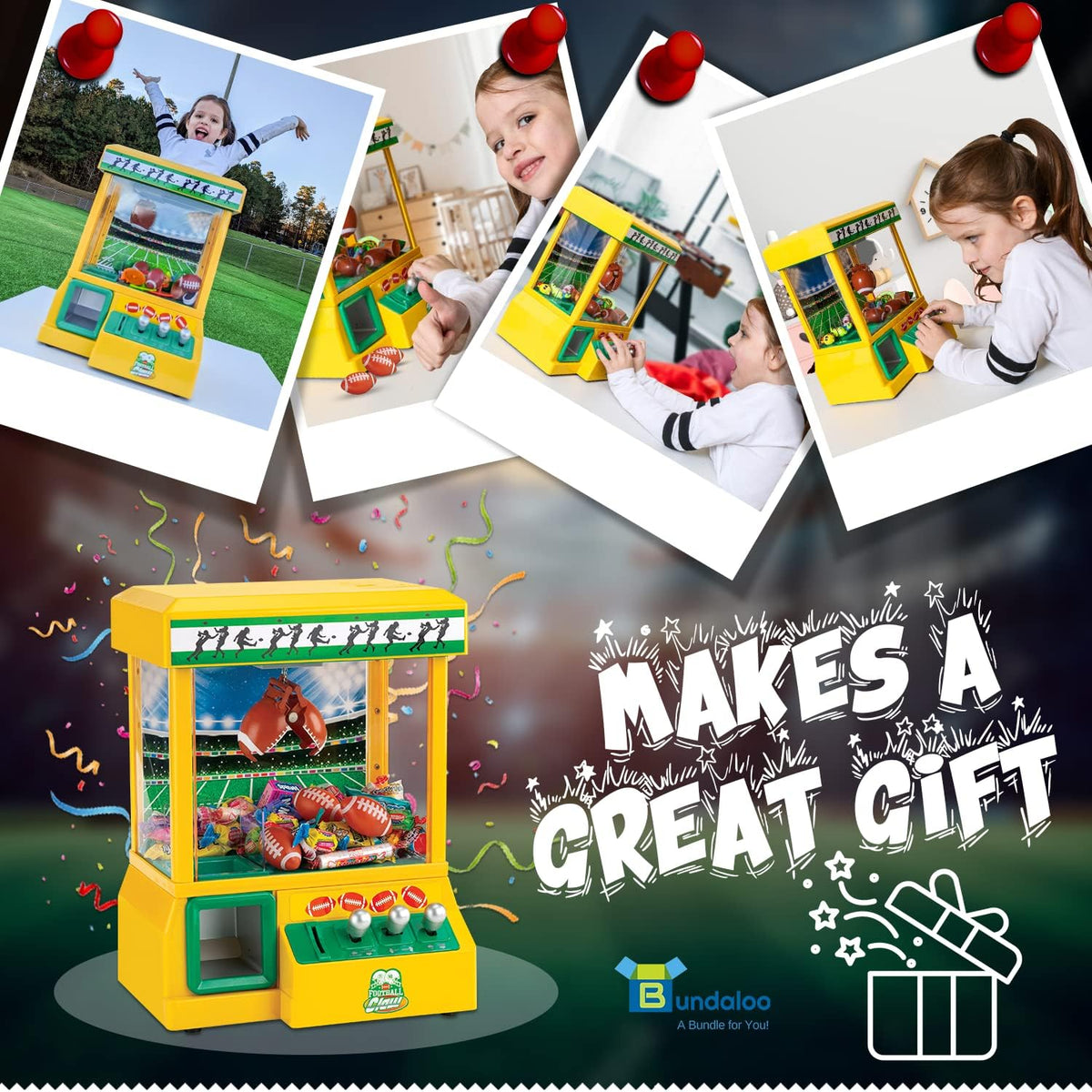 Claw Machine with 3 Small Footballs and 30 Reusable Tokens B715077