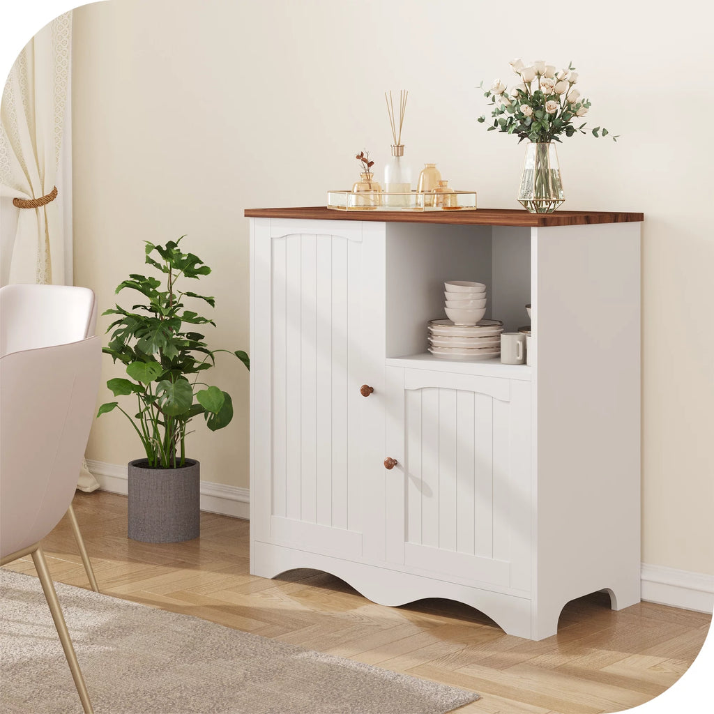 Kitchen Storage Cabinet Sideboard Buffet Cupboard with 2 Doors and Open Shelf Q773
