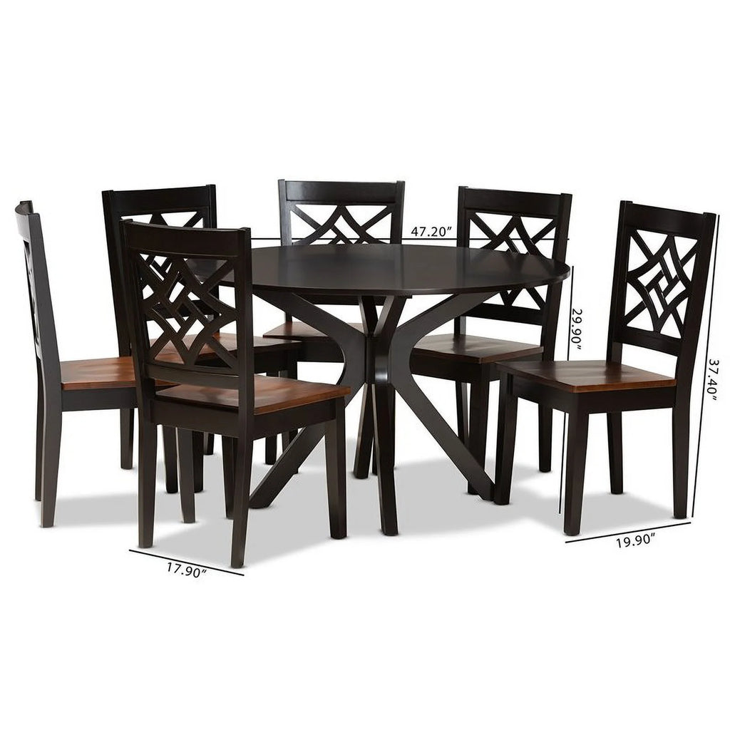 Brown 7-Piece Wood Dining Set Z230