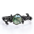 0.50 Carat Round Moss Green Agate Engagement Ring P3492