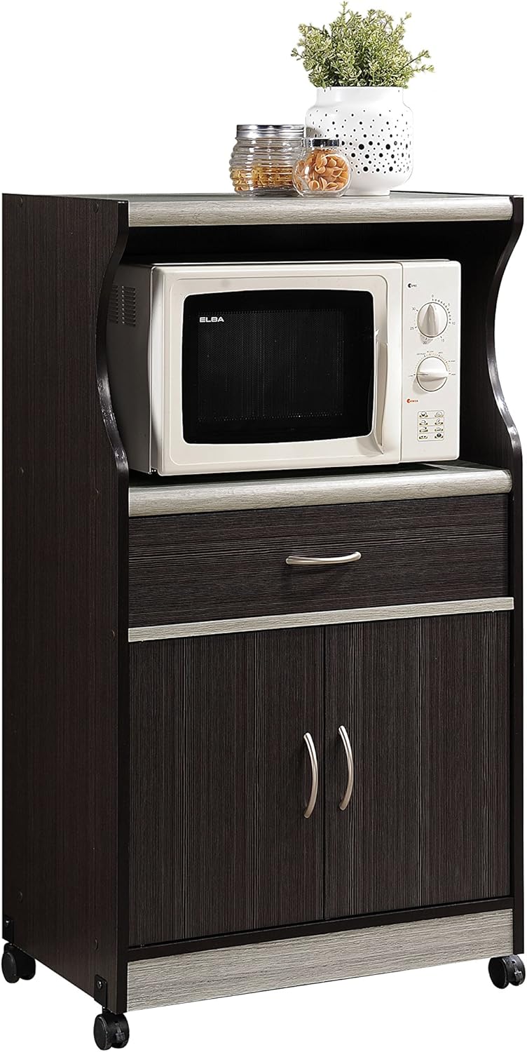 White Microwave Cart with One Drawer C186