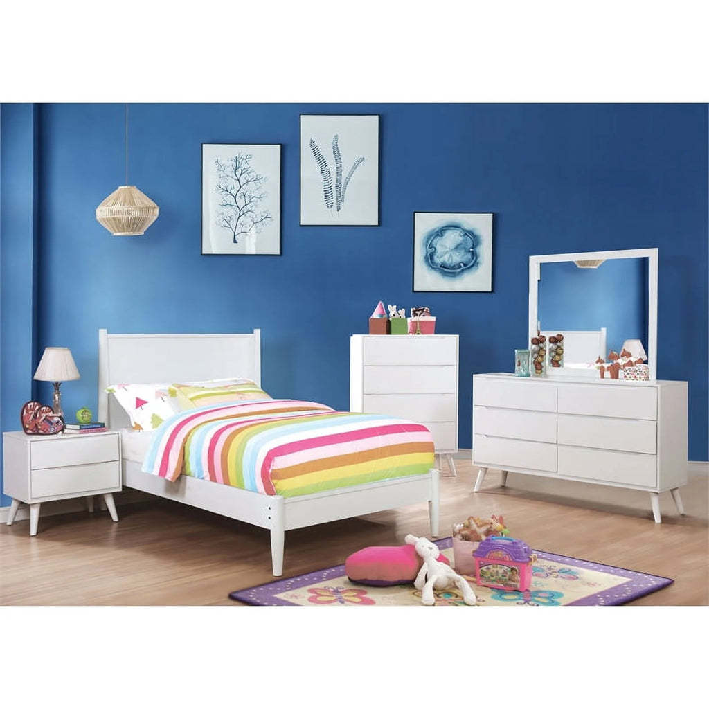 White Solid Wood King Platform Bed T19493