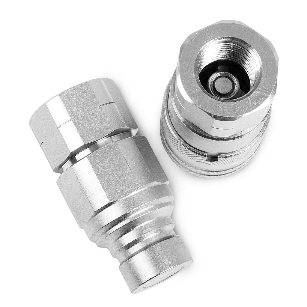 1/2" NPT Flat Face Hydraulic Quick Connect Couplers Set with Dust Caps D53632