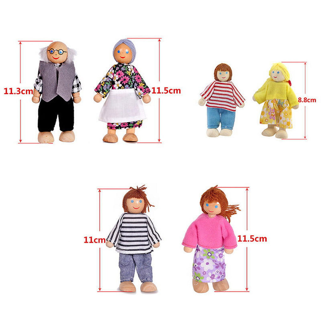 Miniature Dolls House Family 7 People Doll Toy B23459