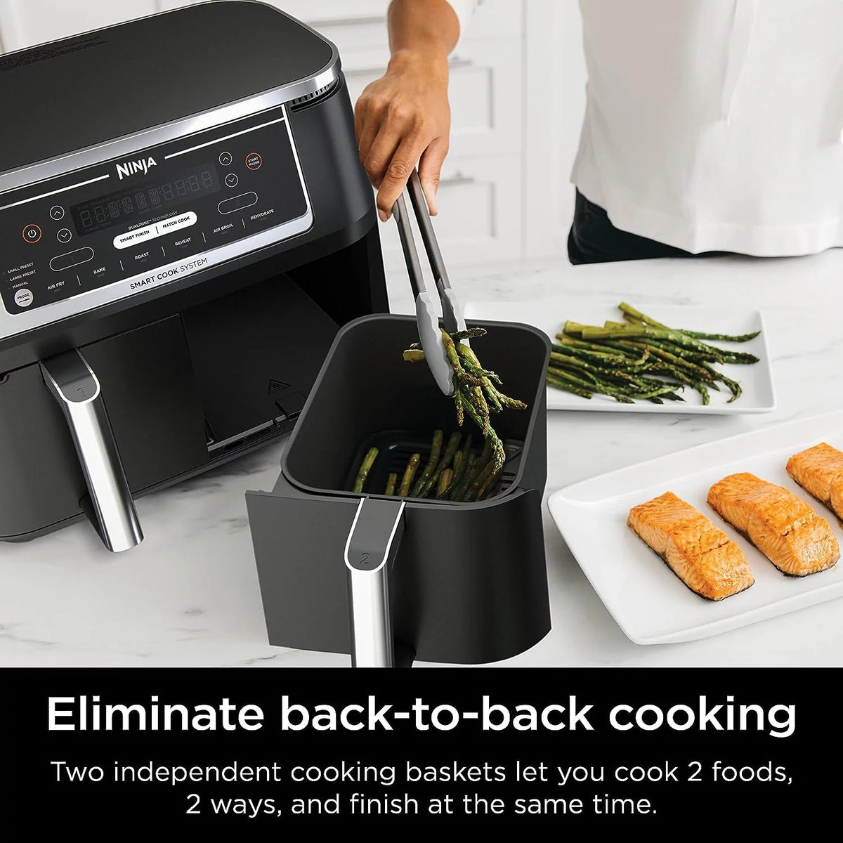 Black 6-in-1 10-qt. XL 2-Basket Air Fryer F326
