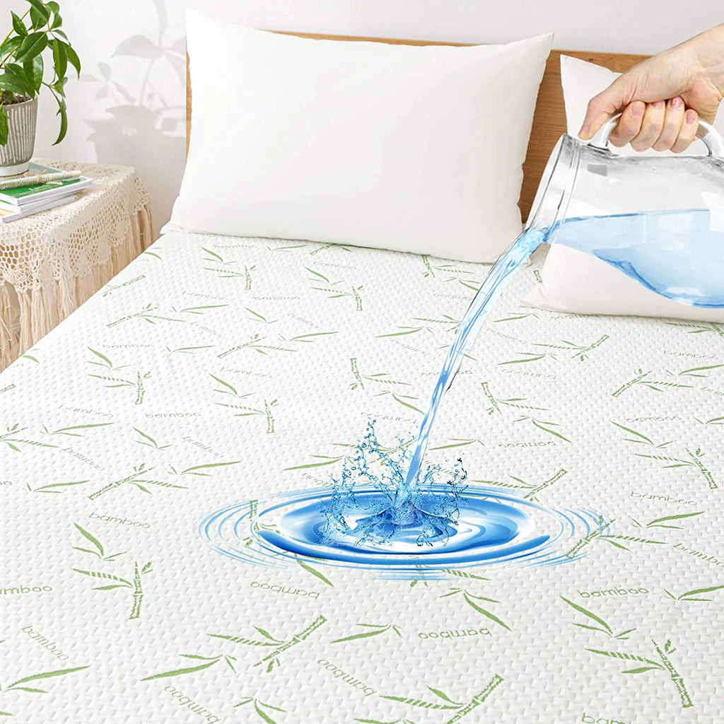 Twin Size Waterproof Bamboo Mattress Protector with Cooling Fabric Q894