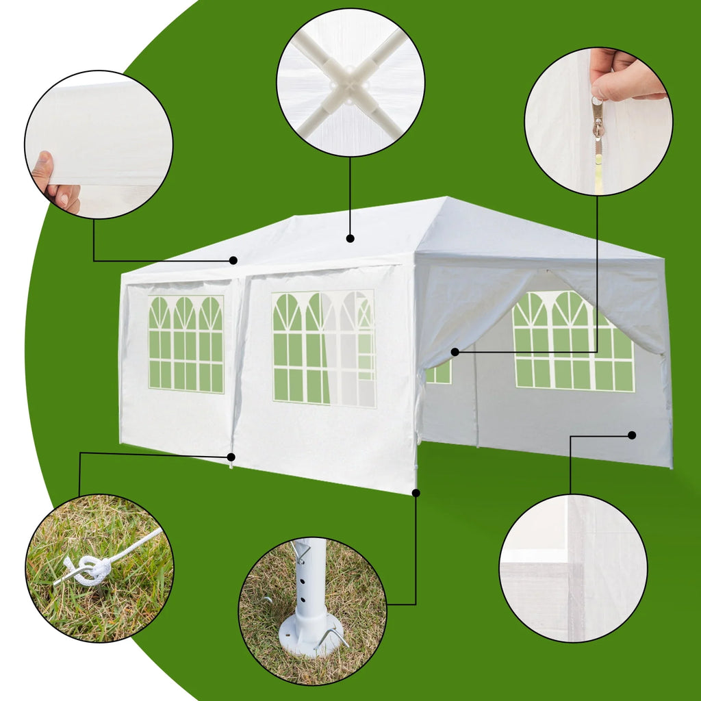 10'x 20' White Party Tent with Sides M5673