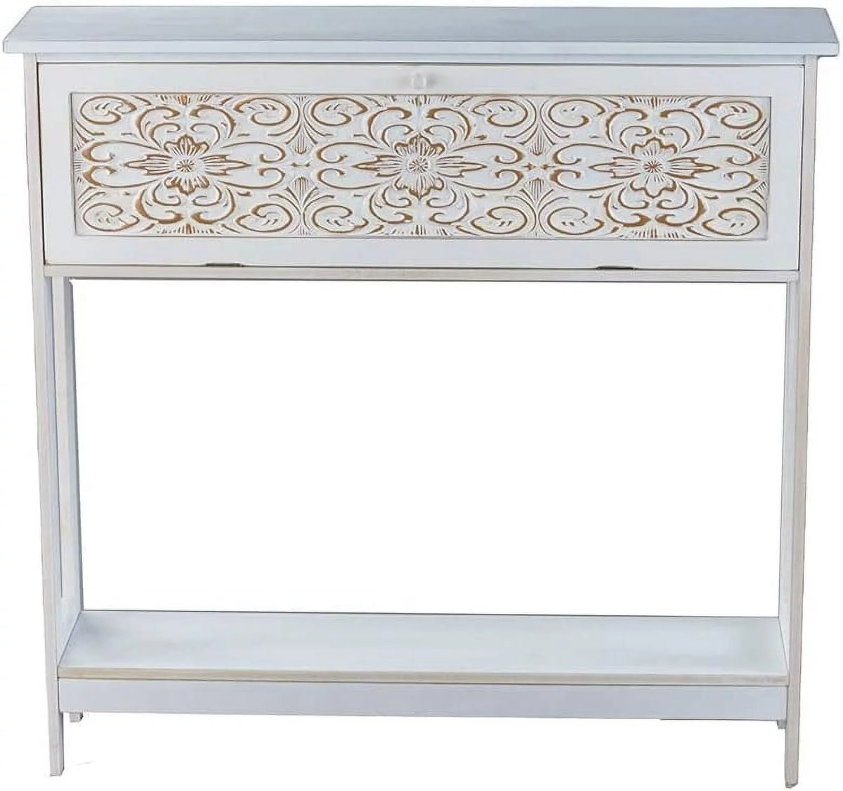 Slim White Entryway Table with Drawer Storage H411678