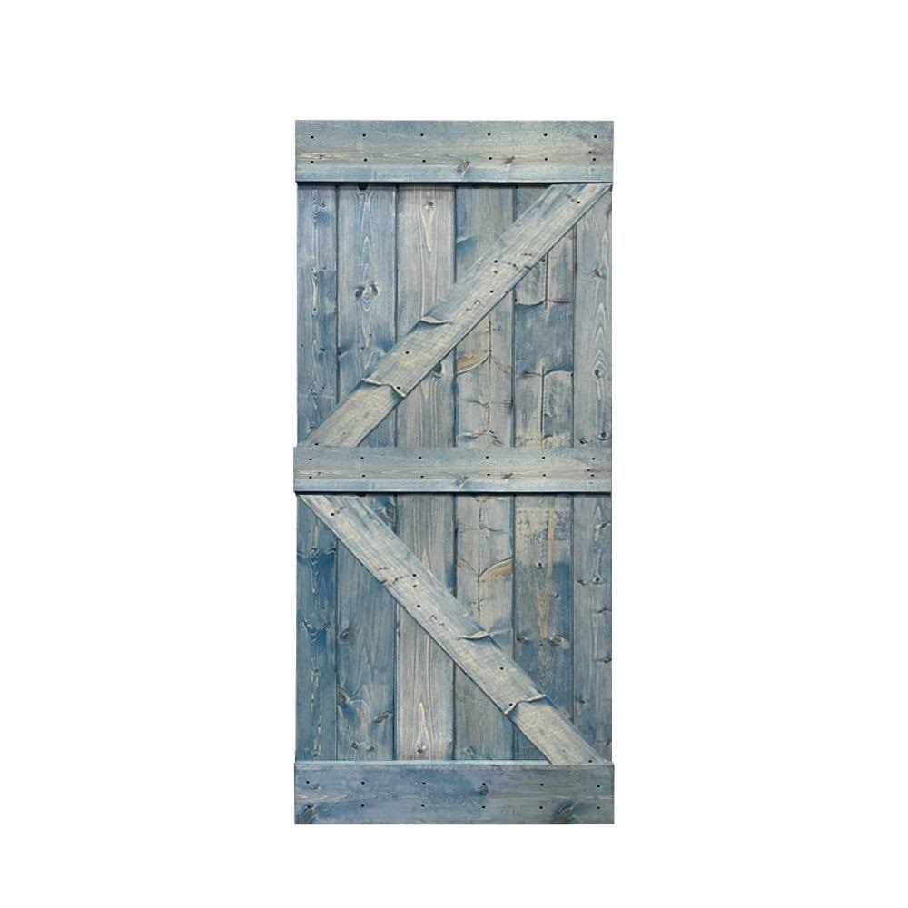 Carbon Gray Solid Pine Wood Interior Sliding Barn Door W9591
