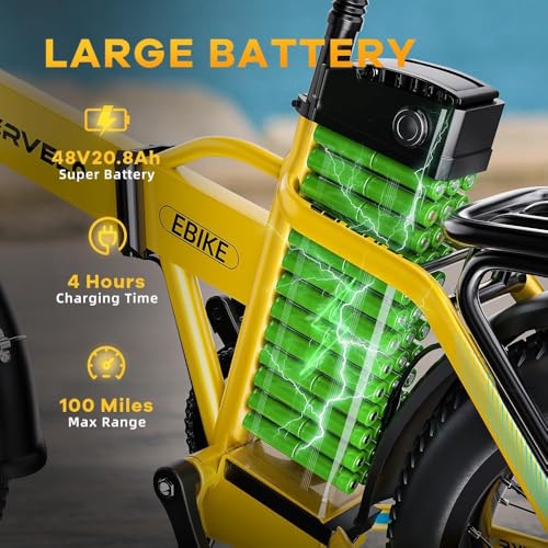 20" Fat Tire 1000W Folding Electric Bike with 48V 20.8AH Removable Battery V66092