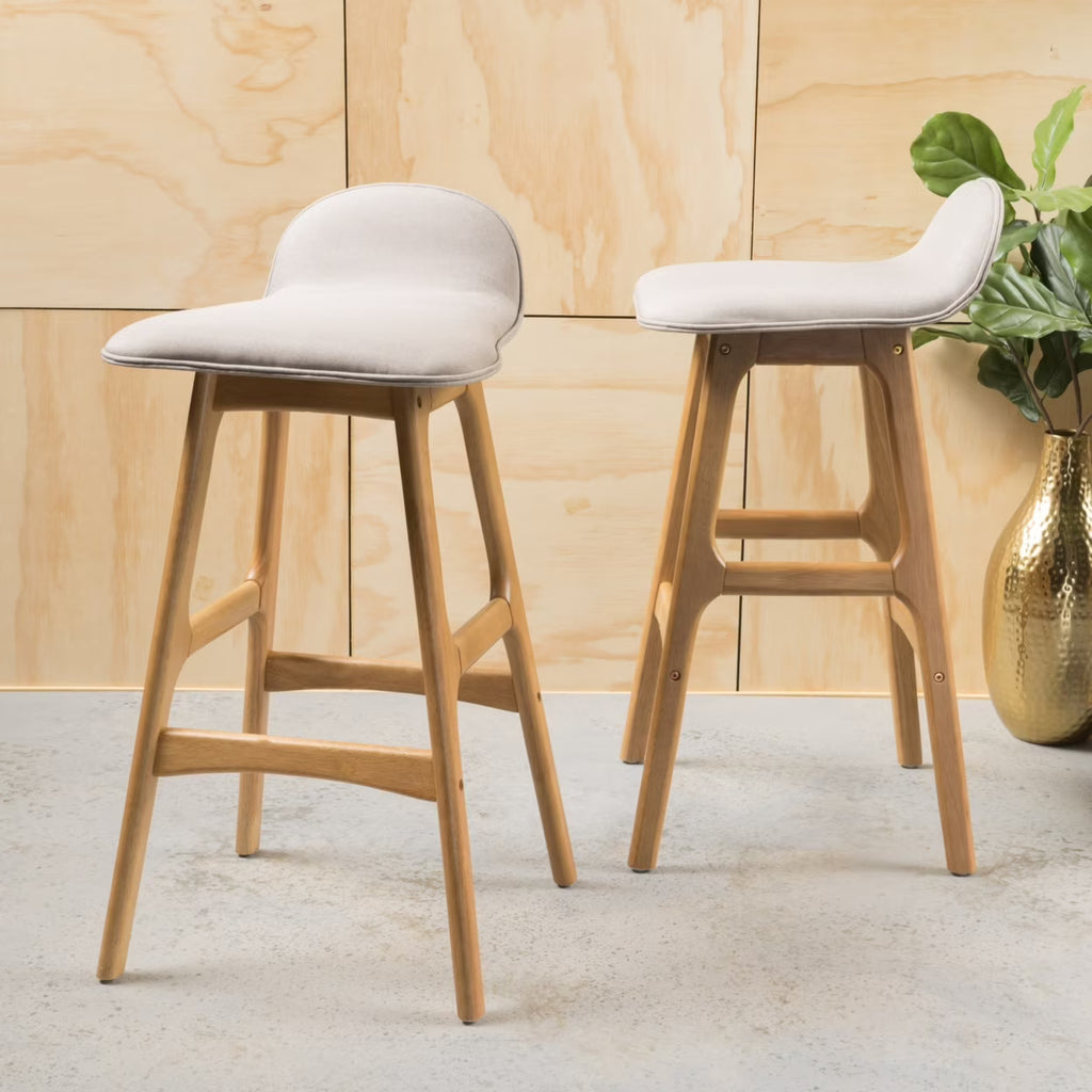 Mid-Century Modern Upholstered Barstools (Set of 2) Y92532