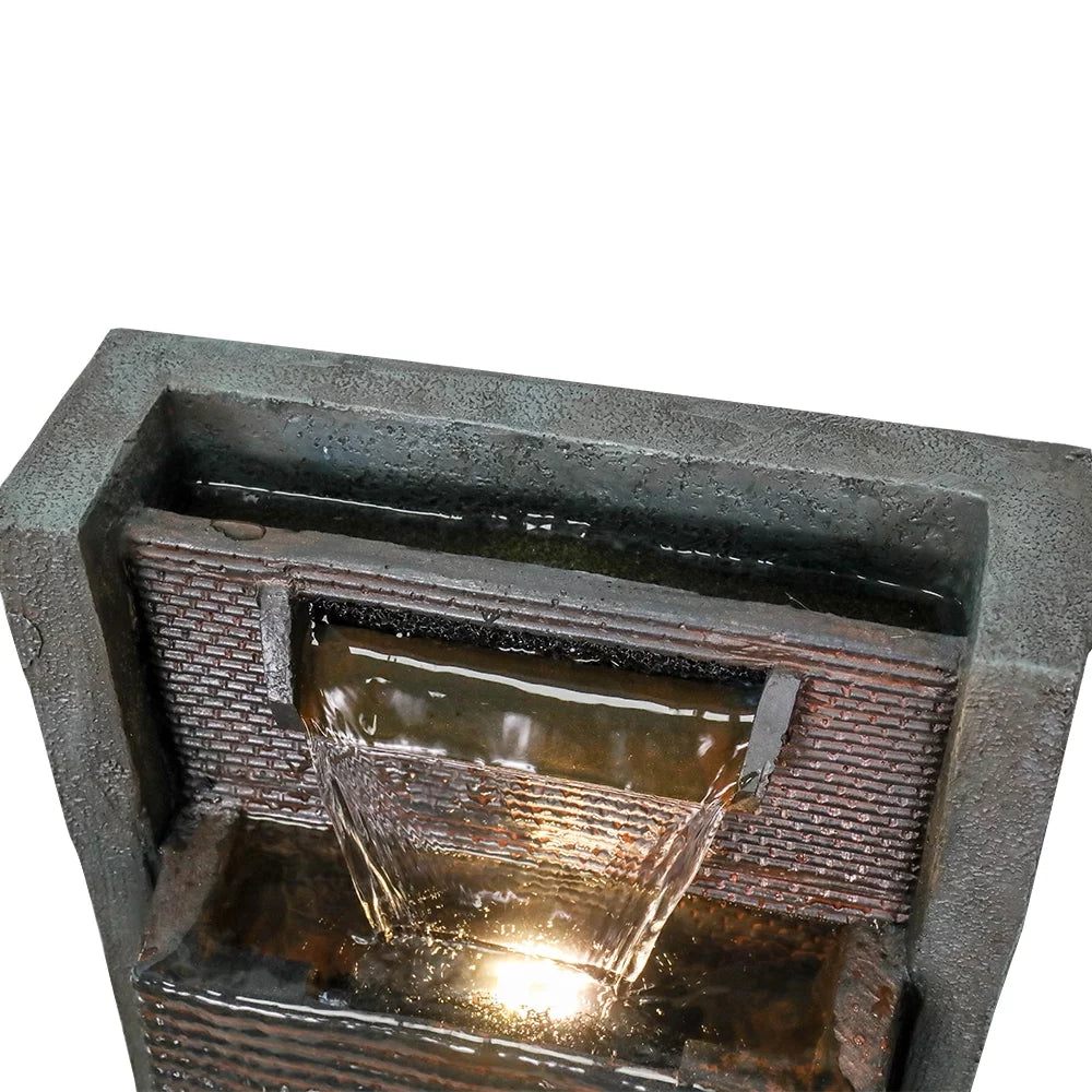 39.3” H Modern Floor-Standing Waterfall Fountain with Led Lights Q3310