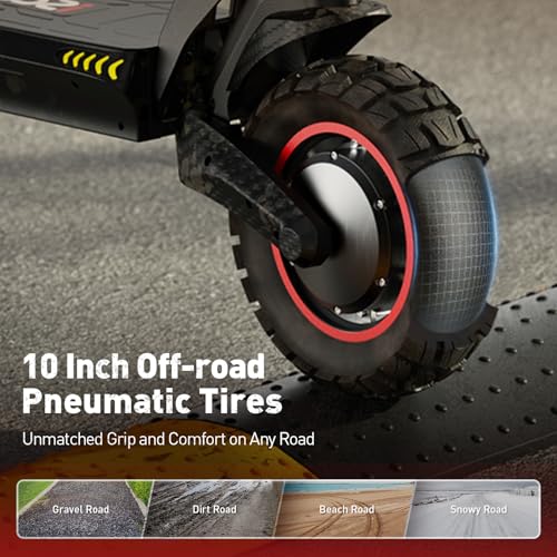 Electric Scooter with 28/38 MPH Top Speed, 40/50 Miles Range, 10/11" Offroad Pneumatic Tire, Dual Suspensions, Foldable S990