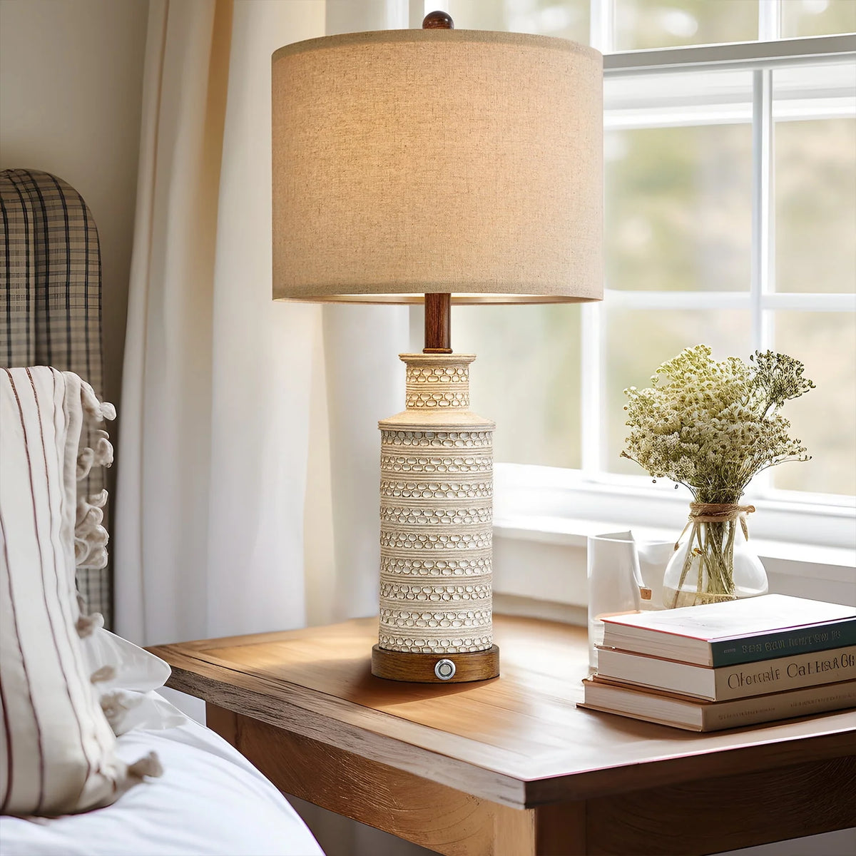 3 Way Dimmable Table Lamp Set of 2 with USB Ports G739522
