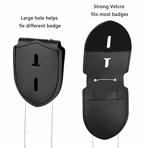 Black Faux Leather Steel Belt Clip Badge Holder F57598