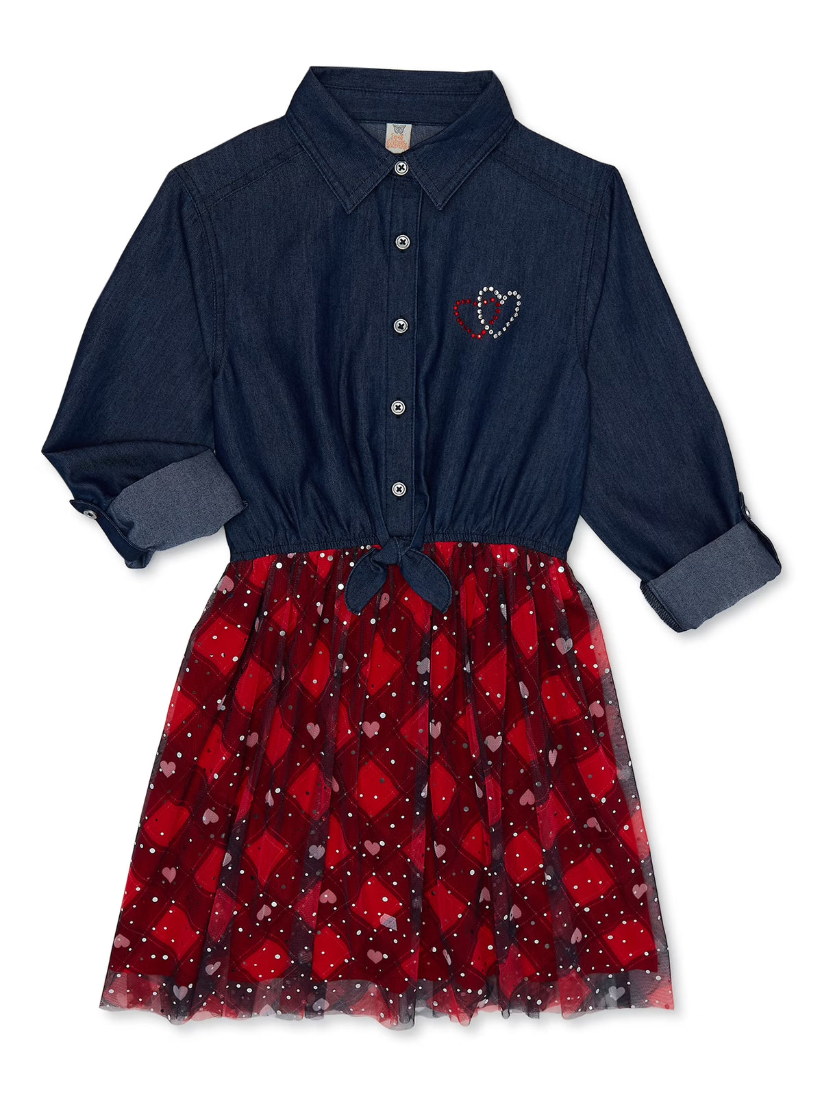 Girls Denim and Tulle Dress W906889