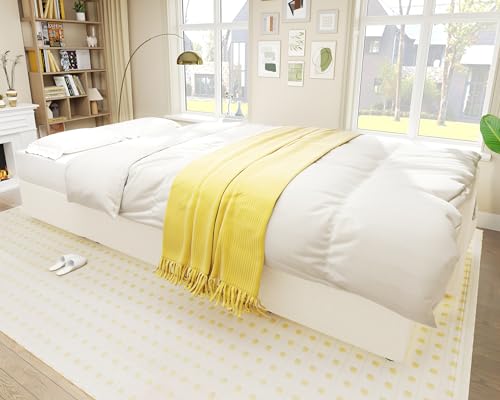 White Sherpa Sofa Bed with Storage Chaise F5928