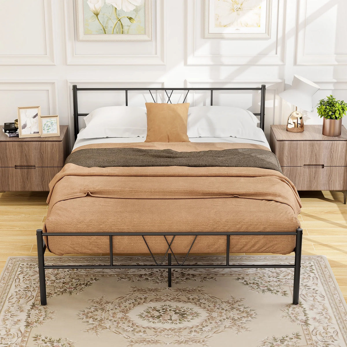 Full Size Black Metal Platform Bed Frame D5351