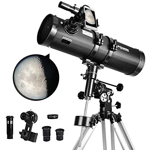 130EQ Newtonian Reflector Telescope with Barlow Lens Smartphone Adapter Moon Filter N518574