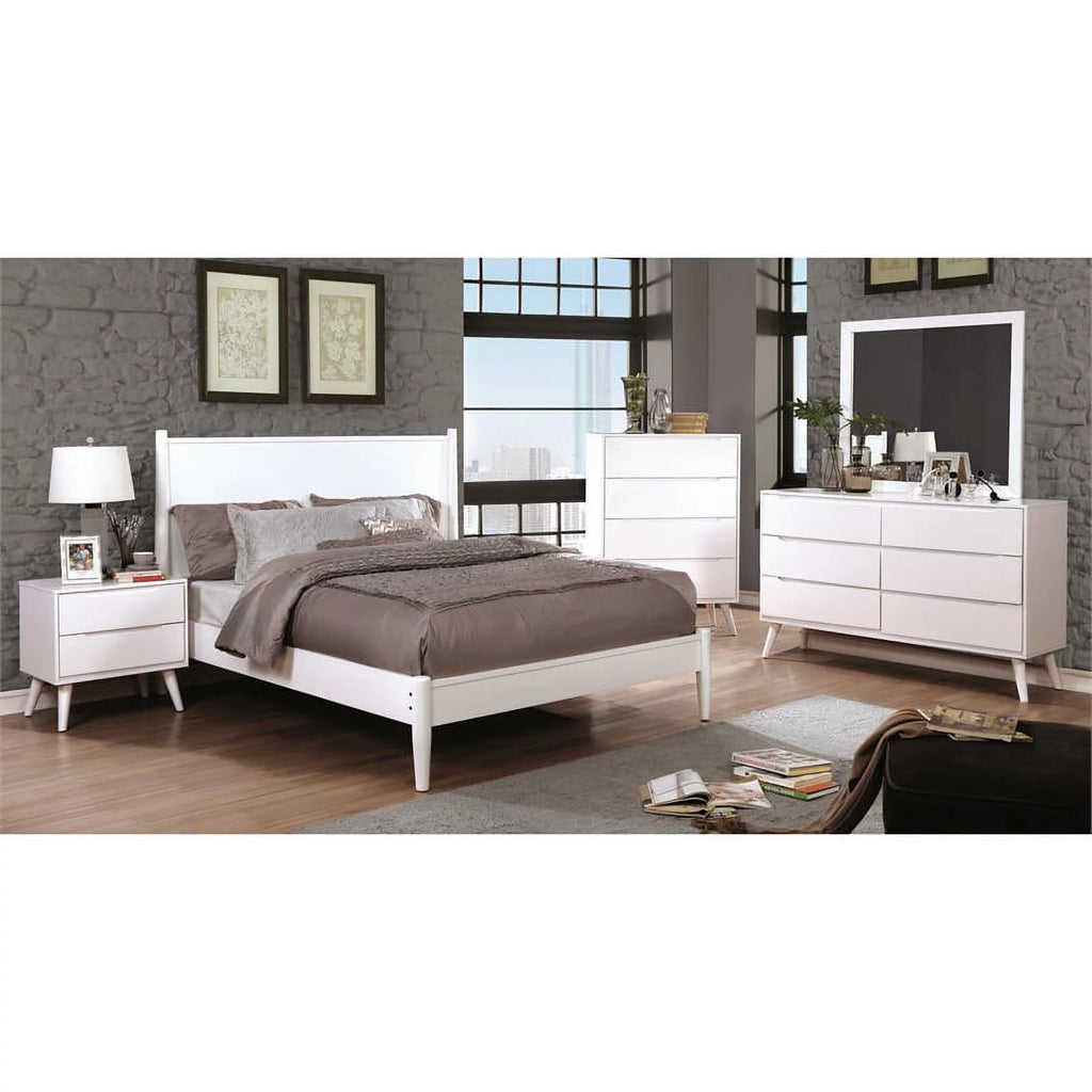 White Solid Wood King Platform Bed T19493