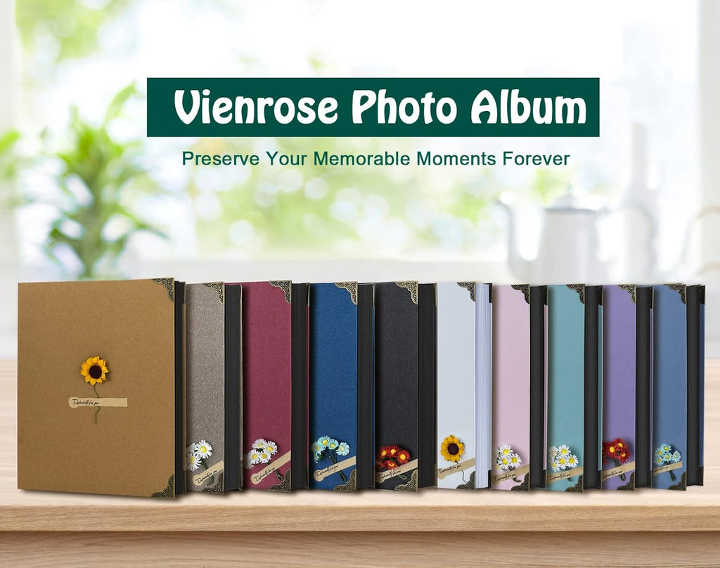 60 Pages Hardcover 8.5x11 Inches 3 Rings Removable Black Paper Scrapbook Photo Album Kit I852