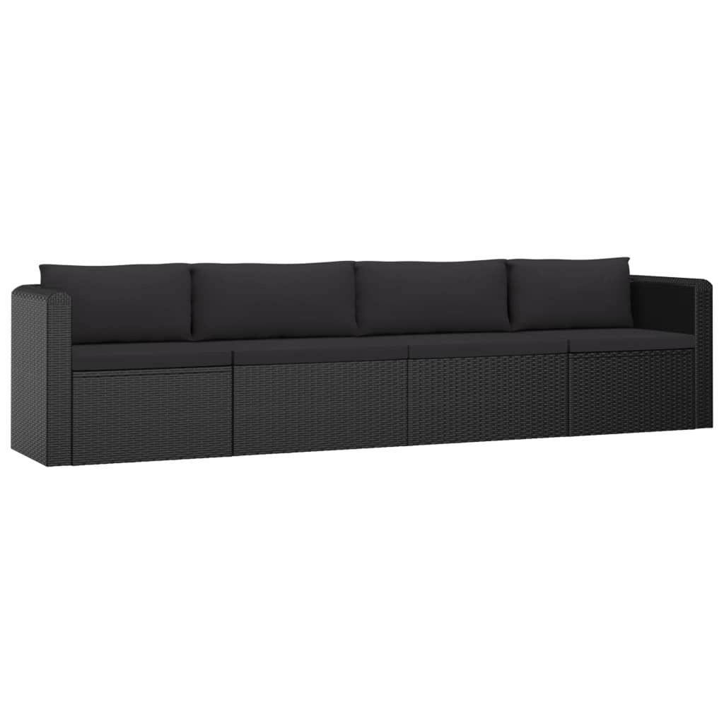 4 Piece Poly Rattan Patio Sofa Set with Cushions O11020