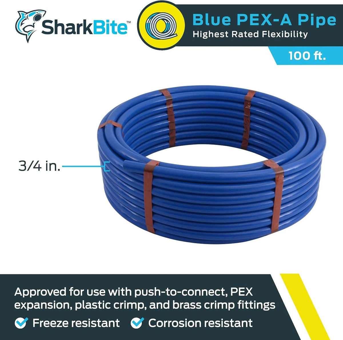 3/4 Inch x 100 Feet Blue PEX-A Flexible Water Tubing K502