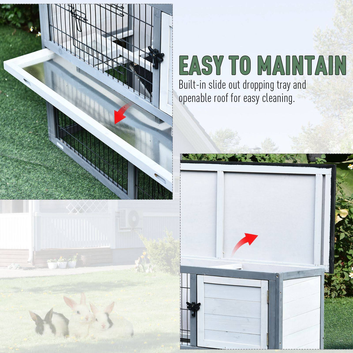 2-Tier Wooden Rabbit Hutch with Cage G568