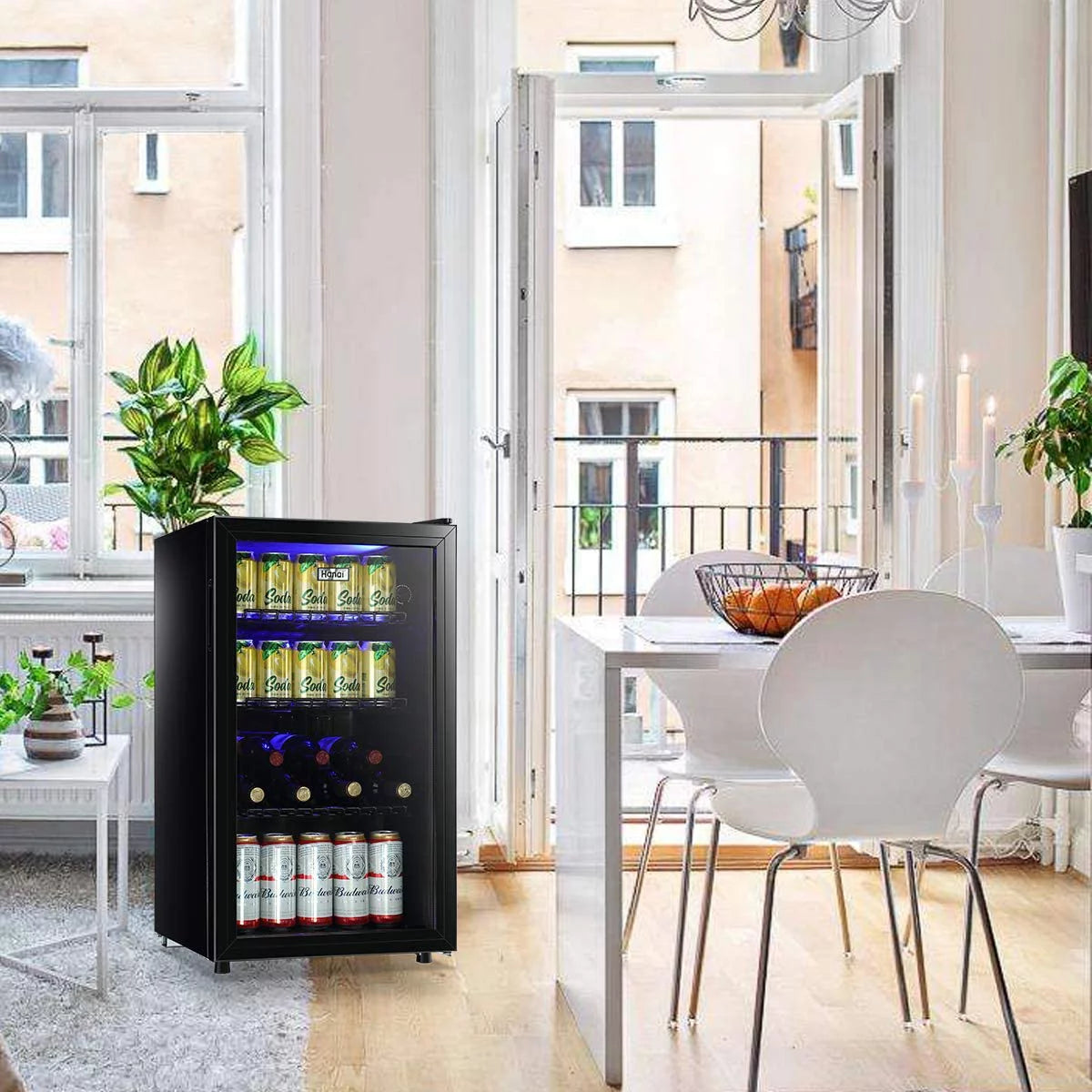 100 Can Capacity Compact Beverage Refrigerator with Glass Door G4284