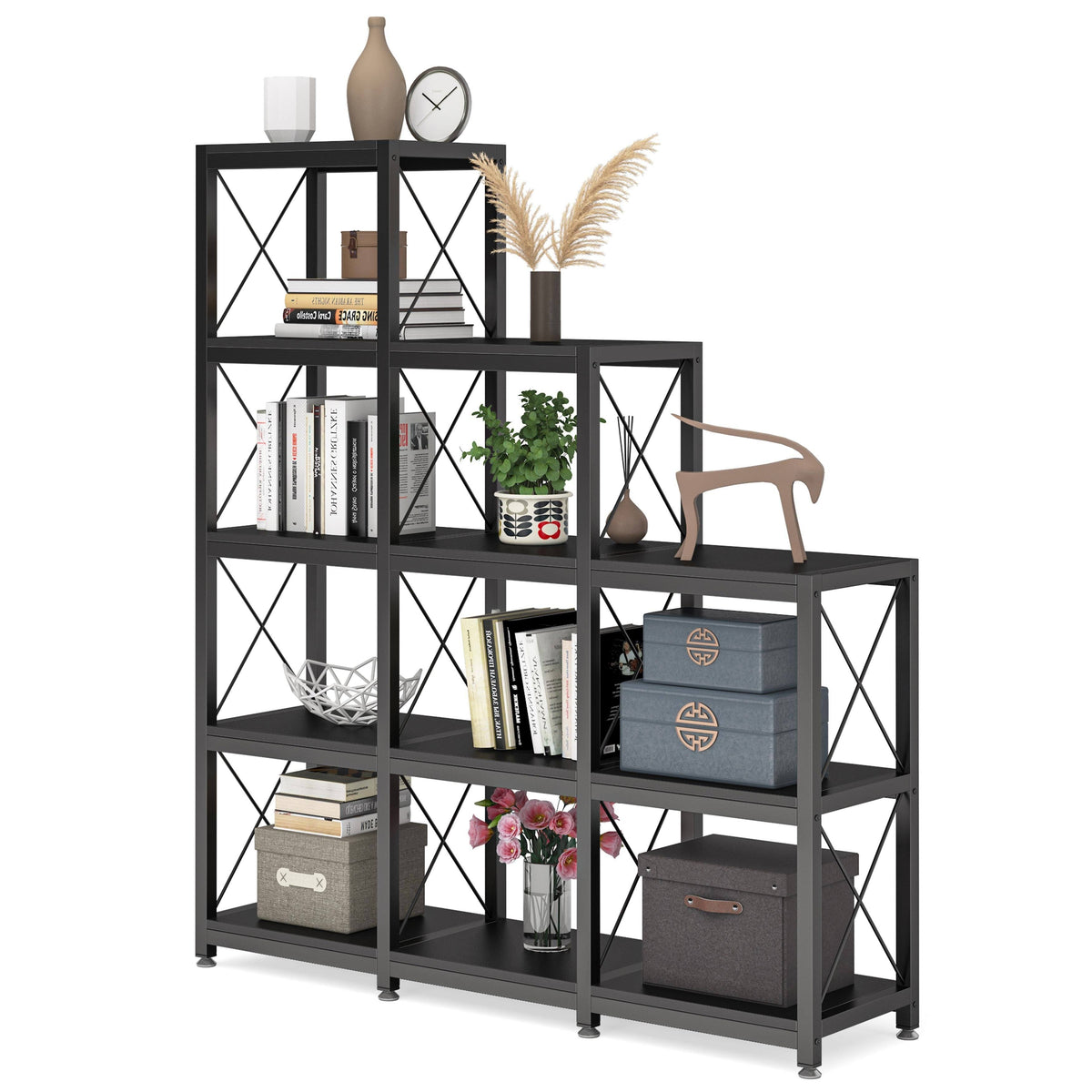 Brown 5-Tier Ladder Corner Bookcase V455