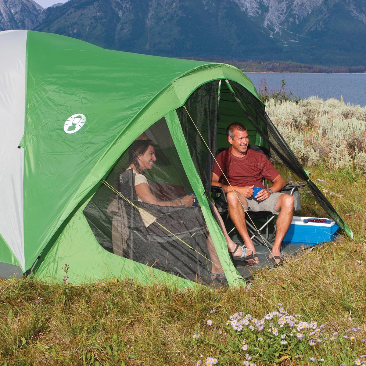 6-Person Dome Tent with Screen Room, Green O389