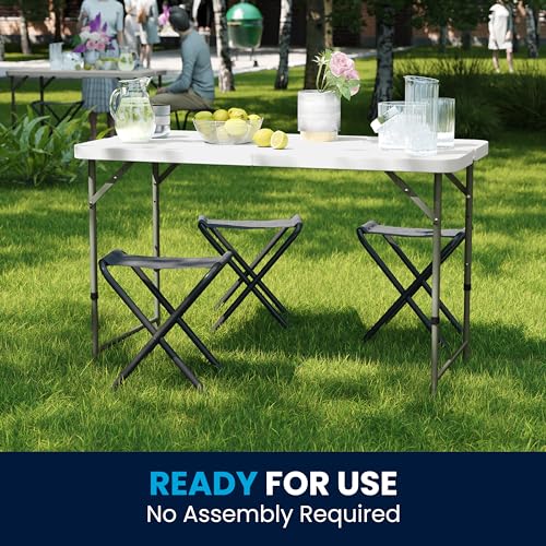 4' White Plastic Folding Table with Adjustable Legs U434103